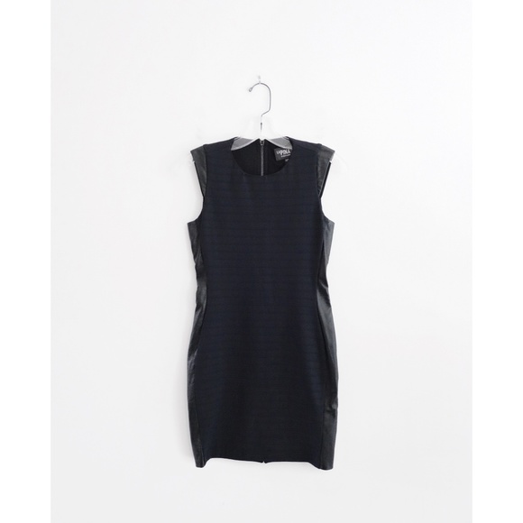 La Pina David Helwani Black Leather Trim Dress S - Picture 1 of 5